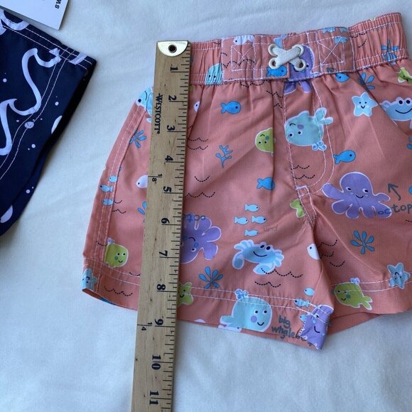 Wippette Bundle of 2 Drawstring Swim Trunks Shorts Boys Sizes 12M-18M Quick Dry - Picture 7 of 16